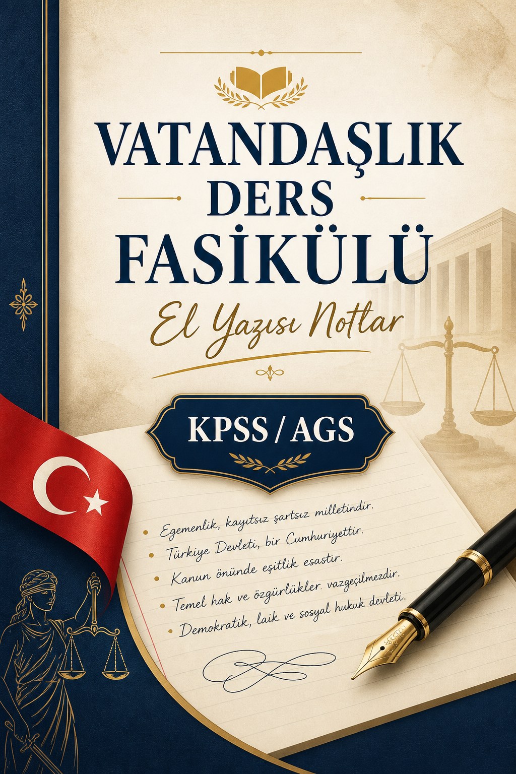 KPSS / AGS Vatandaşlık Ders Fasikülü — El Yazısı Renkli Notlar kapağı